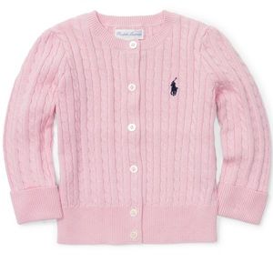 Ralph Lauren Baby Girl Cable-Knot Cotton Cardigan